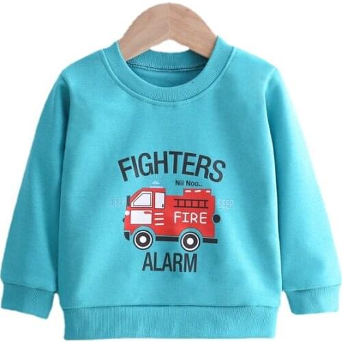 2021 Fashion Toddler Boy Sweatshirts Wholesale OEM 100% Pure Cotton Children Plain Boys Pullover Cartoon Sweatshirt for 6M-7Y