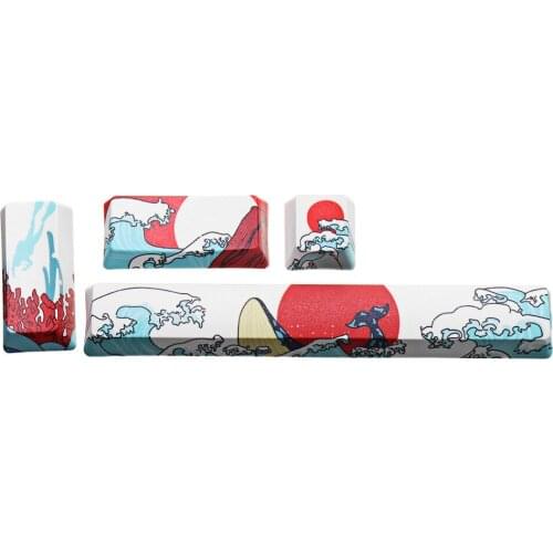 4 Keys Coral Sea Supplement Keycap Set OEM Profile PBT Sublimation Keycaps for Mechanical Keyboard