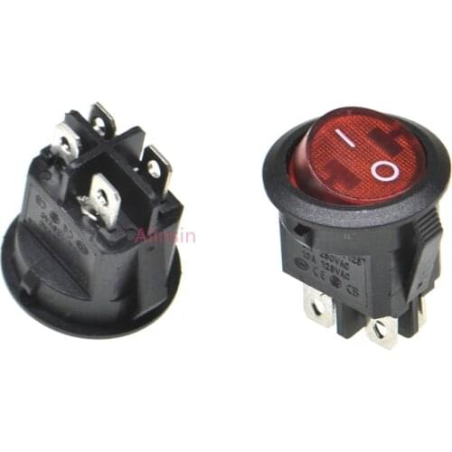 5 pcs/lot KCD1 224N 23mm Round 4 Pin 250V 6A Boat Switch Snap-in SPST ON OFF Rocker Position Switch