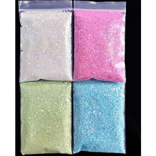 50g Chunky Glitter Sequins Pink/White/Green/Blue Opal Mixed Size Blend Nail Flakes Pearl Color Shifting Hexagon Manicure Slices