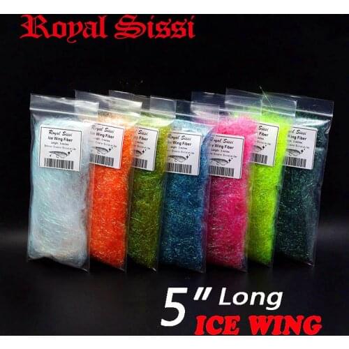 7 colors fly tying material 5" long ice wing fiber Ice Dub synthetic fiber baitfish stearmer shimmer fringe ultra-thin ice wing
