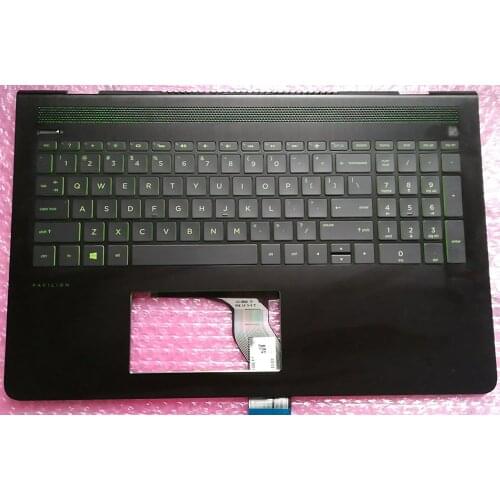 95% New Original For HP Pavilion Power 15-CB 15-CK TPN-Q193 Series Palmrests Upper Case C Cover US Keyboard Backlit White/Green