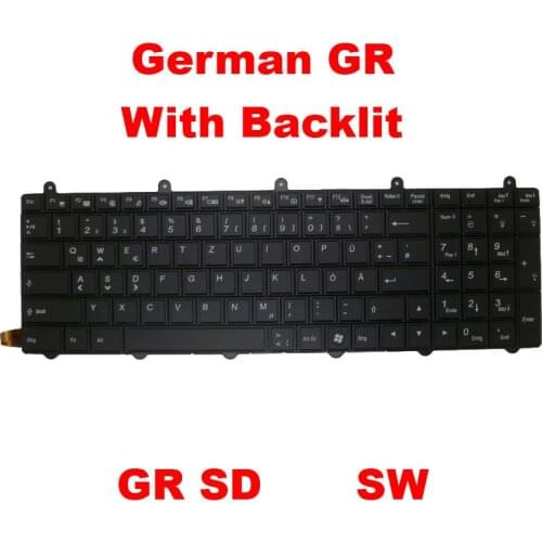 English Backlit Keyboard For CLEVO P150EM P150SM P170EM P270WM P270WM3 P370EM3 P570WM P570WM3 Germany GR Sweden SD Swiss SW