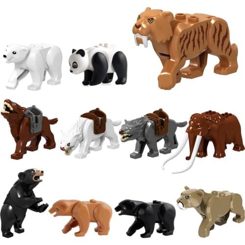 Locking Animals Saber-toothed Tiger Wolf Bear Panda Camel Animal Kid Toys Big Building Blocks Prince of Persia Jungle Adventure