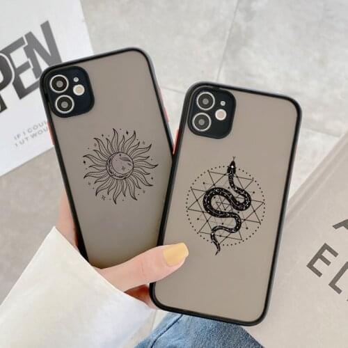 Mysterious Totem Sun Snake Phone Case Cover For iphone 12 Mini 11 pro maxX XR XS MAX SE2020 8 7 6S Plus hard simple case fundas