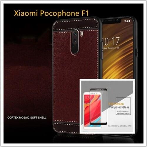 Pocophone F1 Case Leather Texture Soft TPU Back Case For Xiaomi Pocophone F1 cover For xiaomi pocophone F1 cover case