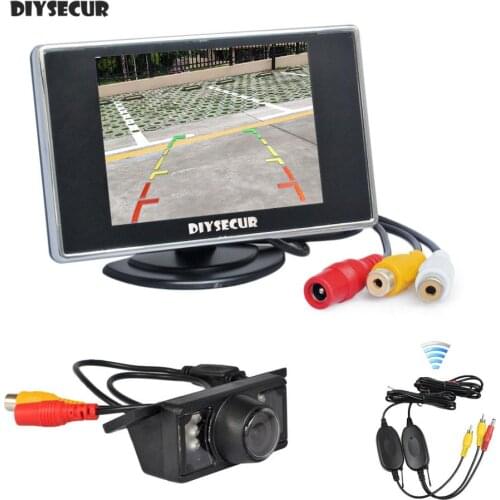 DIYSECUR Wireless 3.5" TFT LCD Car Monitor IR Night Vision Rear View Camera Kit Reversing Camera Parking Assistance System