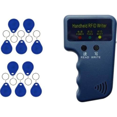 Waterproof Handheld 125khz RFID Duplicator Key Copier Reader Writer ID Card Cloner Programmer Writable Key Cards Keyfobs