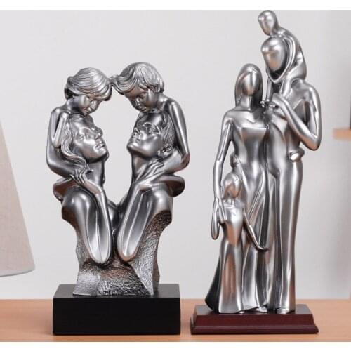 European Modern Family Character Sculpture Abstract Man Statue Woman Figurine Wedding Gift Home Decoration Artwork Gothic Decor