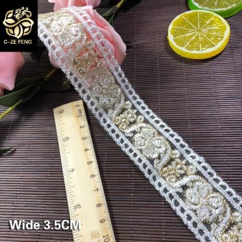 Exquisite Gold Line Flowers Guipure Lace Fabric Dress Collar Cuffs Edge Trim DIY Clothes Sofa Sewing Accessories
