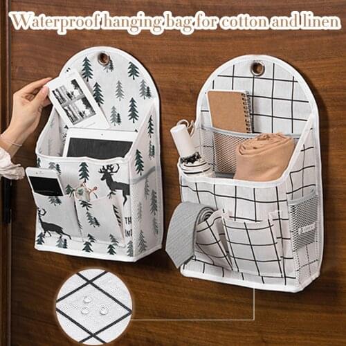 Pockets Cute Wall Hanging Storage Bag Linen Clothes Organizer Closet Storage Bag Children Room Organizer Pouch Home #T2P