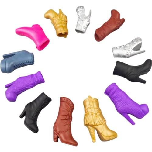 11.5" Classic High Heel Boots Doll Shoes For Barbie Shoes Sandals Princess Foot Wear Booties For Barbie Doll Accessories 1/6 Toy