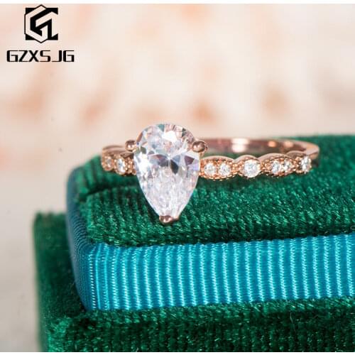 GZXSJG Wedding Ring for Women Solid 925 Sterling Silver 5A cubic white zircon Ring for elegant Anniversary Bride Fine jewelry