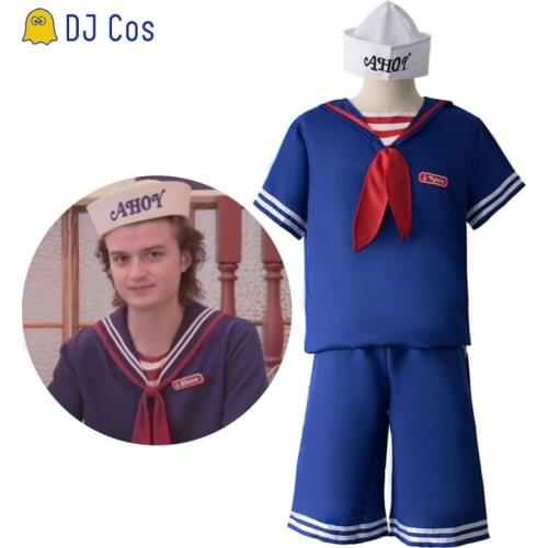 Stranger Things Robin Cosplay Sailor Costume Ice cream Shop Steve Harrington Uniform Set Scoops Ahoy Men Women 80s Outfit Suit