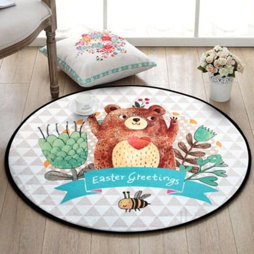 Round Carpets Bedroom Bedside Room Floor Mats Baby Crawling Thickening Computer Chair Rug 카페트 коврик для ванной Cartoon Animals