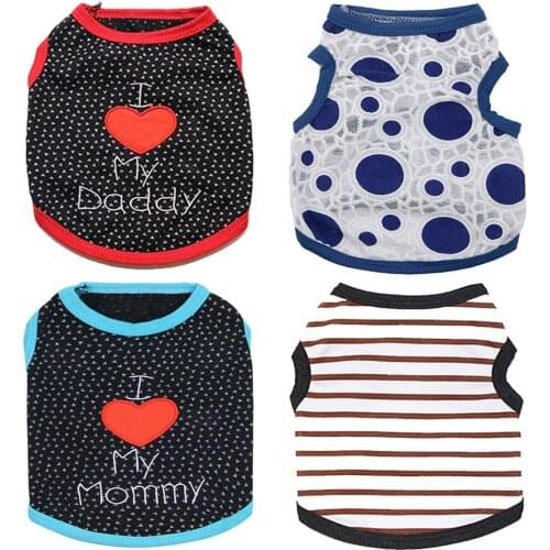 Summer New Pet Dog Clothes Polka Dot Love Vest Lace T-shirt Soft Short-sleeved Cute Puppy Spring and Summer Clothes