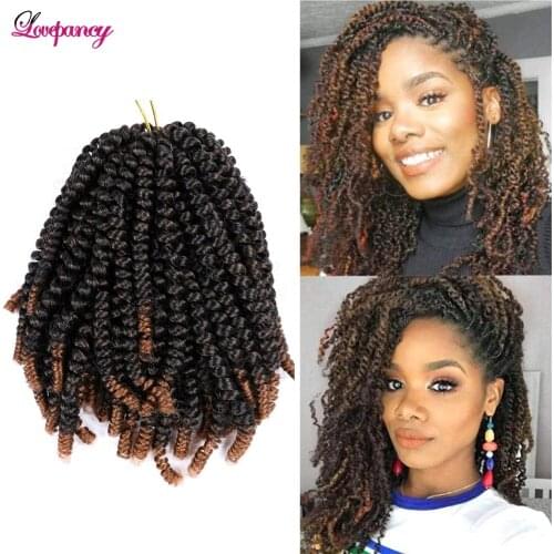 Lovepancy 8Inch Ombre Spring Twist Hair Crochet Braids Passion Twist Synthetic Pre-Twist Crochet Hair Extensions For Black Women