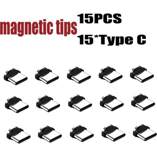 15PCS 360 Rotation Magnetic Type C Plug Tips For Mobile Phone Replacement Part Durable Converter Charging Cable Adapter