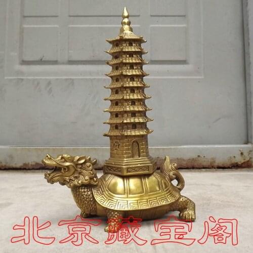 The copper dragon pagoda cast brass ornaments dragon turtle tower tower of Wenchang town house defends the student yewang fame