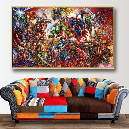 The Avengers Assemble Canvas Wall Art Painting Superheroes Melee Posters And Prints Iron Man Comic Pictures Decor For Kids Room