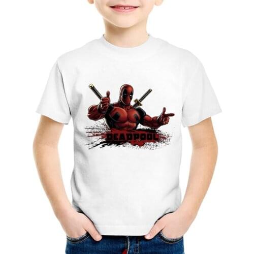 2021 New Anime Print Deadpool Children Funny T-shirts Kids Cool Summer Short Sleeve Tees BoysGirls Casual Great Top Baby Clothin
