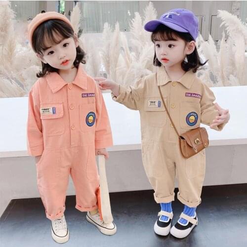 New Kids Overalls Kids Casual Rompers Clothes Sets For Boby Girls Boy Pants Khaki orange Jumpsuit Trousers Childrens Clothing