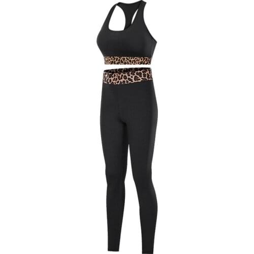 New Leopard Letter Print Fitness Clothes Womens Shockproof Quick-Drying Sports Bra & High Waist Tight Leggings Women Yoga Set