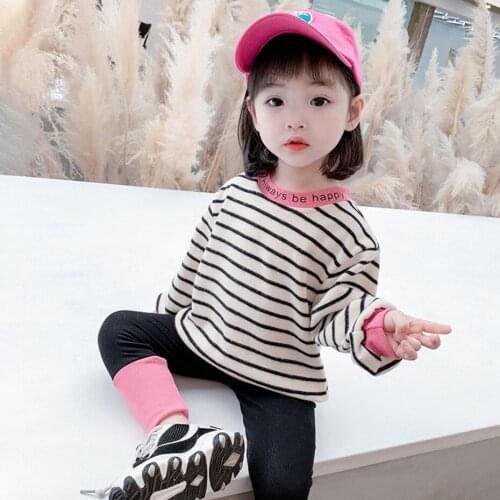 Clothes For Girls Striped Pattern Girl Clothes Sweatshirt + Leggings Girl Set Casual Style Childrens Sports Clothes