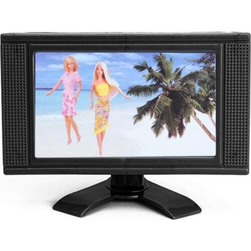 1Pc Plastic Dollhouse Family Room Television LCD TV 3 3/8 Inch for Dolls Living Room Furniture Decor Acc Toy Random Color