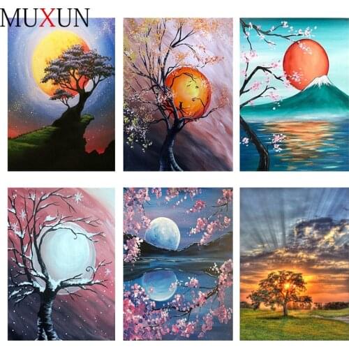 Full Diamond Embroidery Landscape Tree 5D Diamond Painting Cross Stitch Rhinestone Mosaic Diamond Artist Home Decoration Ep043