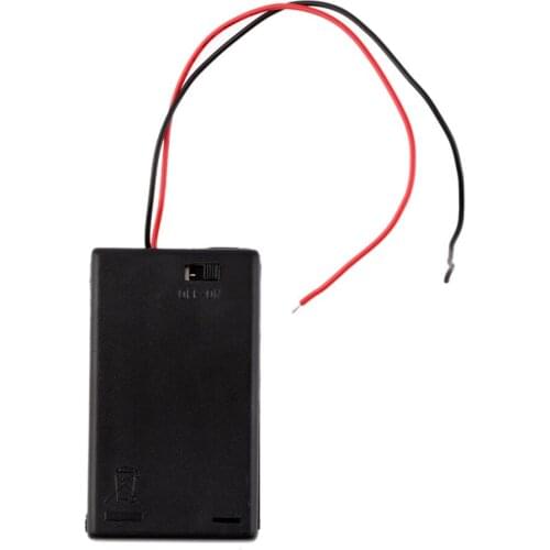 Durable Hard Battery Cover Storage Box Plastic Case Holder With ON/OFF Switch For 3 x AAA Batteries Black