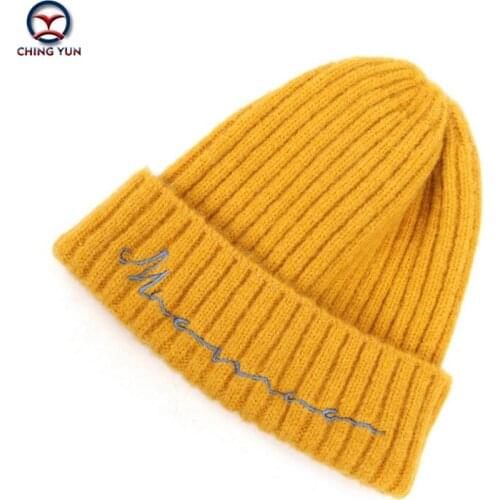 CHINGYUN 2019 New Hat Street child multicolor Fashion Knitted Cap Thick Villus Winter Warm girl&boy cap Outdoor letter wool hat