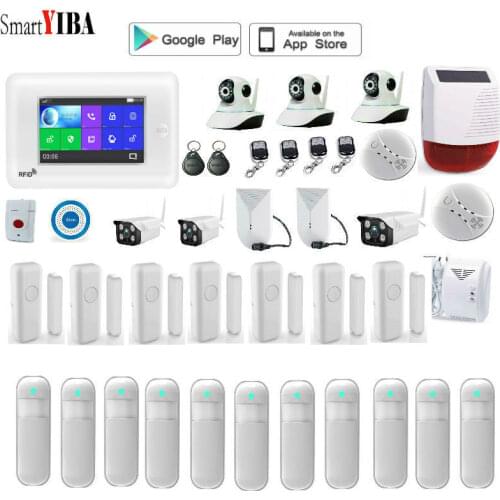 SmartYIBA Smart 4.3 inch TFT Touch Screen WiFi 3G Burglar Alarm for Home Security Alarm System Voice Prompt RFID SMS Alarm Kit
