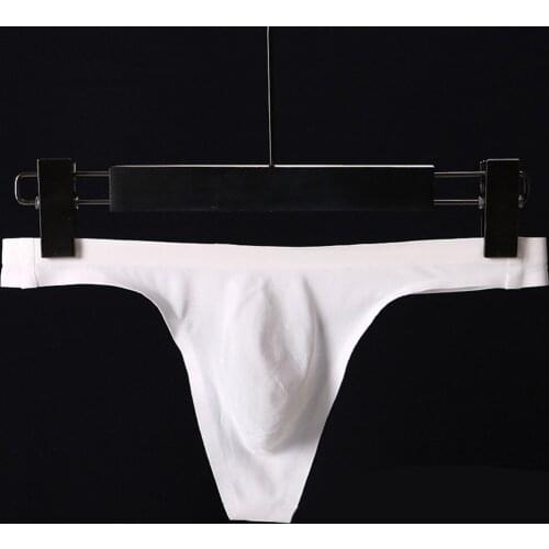 Mens Ice Silk G String Man Seamless T-Back Thong Sexy Breathable U Convex Penis Pouch Underwear Male Low Waist Panties Erotic
