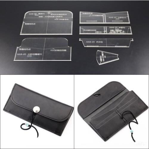 1Set Leathercraft Acrylic Long Style Wallet Purse Pattern Stencil Template 20.5x9.5x2cm