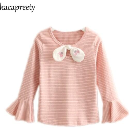 Vintage stripe shirt for girls cotton long sleeve blouse kids cute round collar bottoming shirt Children tops 2-10Yrs