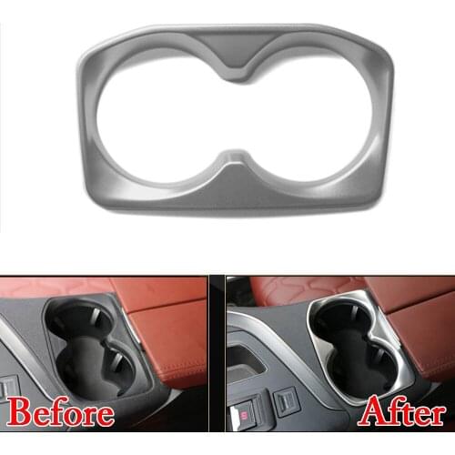 BBQ@FUKA 1pc Inner Water Cup Holder Cover Trim Frame For 2017 Peugeot 5008 3008GT Chrome ABS Plastic Car-styling Accessories