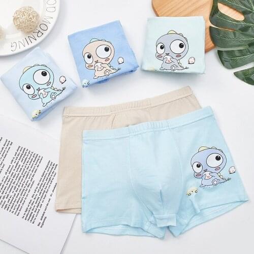 5 Pcs High Quality Childrens Underwear for Kids Cartoon Dinosaurs Shorts Soft Cotton Underpants Boys Teenage Striped Panties