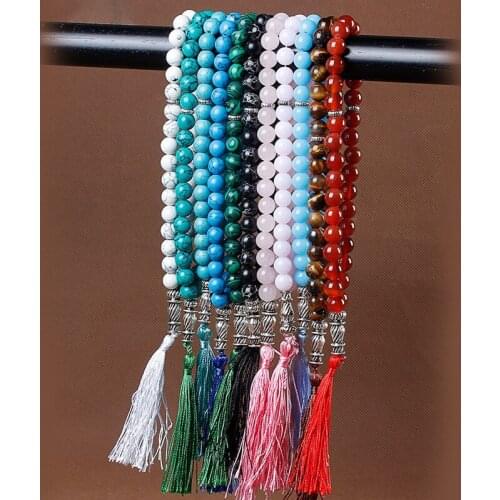 High Quality muslim Tasbih 33 beads lslam prayer beads unakite bracelet with Green Black tassels bracelets free shipping