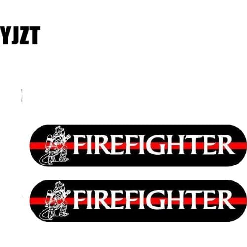 YJZT 2X 13CM*2.4CM A Funny Fireman Car Sticker Reflective Decal PVC 12-0497