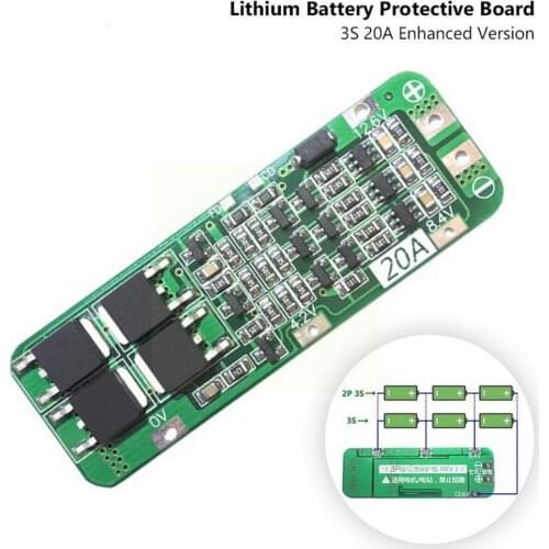 BMS 3S 18650 Lithium Battery Charger Protection Board 3S 20A Module Protecting Balancer Charging 12.6V P2Z6