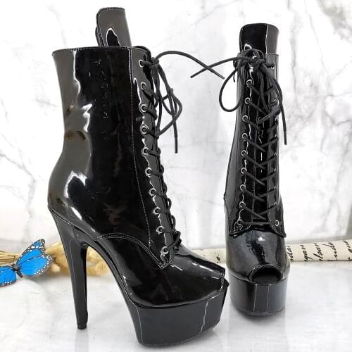 Leecabe Pink holo Upper 15CM/6Inch Womens Platform party High Heels Shoes Pole Dance shoes