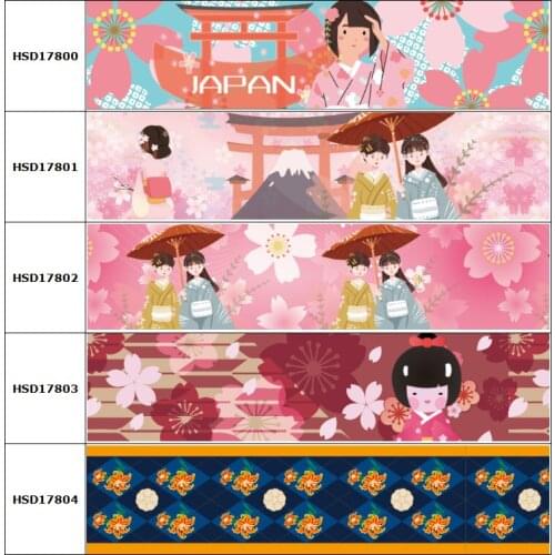 10yard Food Japanese Style Cartoon Printed Grosgrain Ribbon Accessory Hairbow Headwear Decoration DIY Wholesale OEM 38MM 75MM