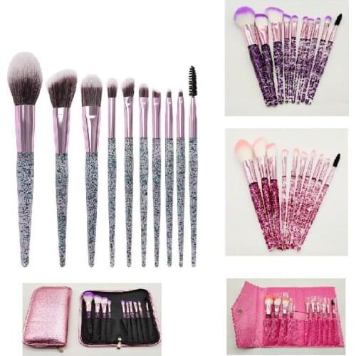 12set/lot 10pcs/set Crystal Sequins Onion Powder Cosmetic Brush Suit Quicksand Synthetic Fiber Makeup Cosmetic Tools HA1942