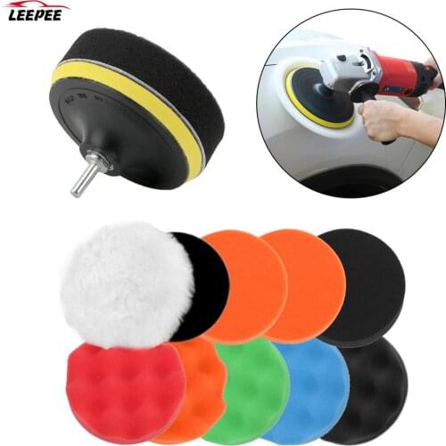 12pcs/set Paint Care Sponge Car Polisher Waxing Pads Buffing Kit Car Polishing Pad Buffer Drill Wheel Polisher Accessories