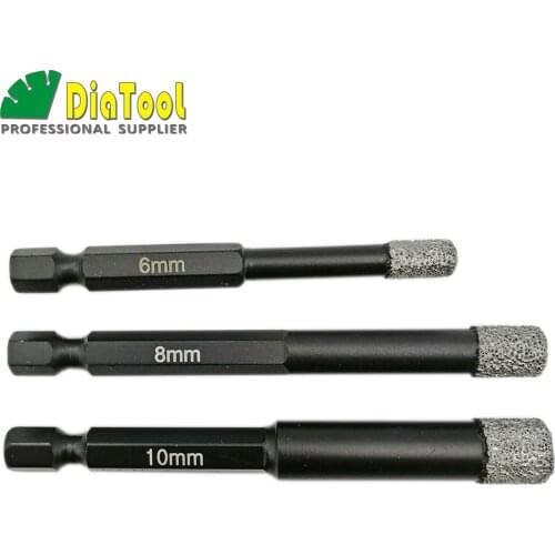 SHDIATOOL 3pcs ( 6/8MM/10MM) Dry drilling core bits with quick-fit shank drill bits for stone, masonry, ceramic/tile
