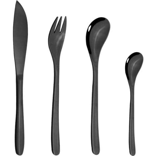 4Pcs Black Dinnerware Set 304 Stainless Steel Cutlery Home Fork Spoon Knife Dinner Set Silverware Flatware Set Dropshipping