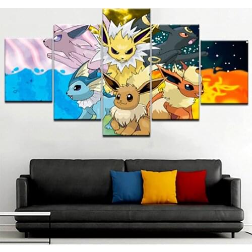 5 Piece Wall Art Canvas Anime Manga Pet Elves Pictures Figure Posters And Prints Modern Home Bedroom Decoration Paintings