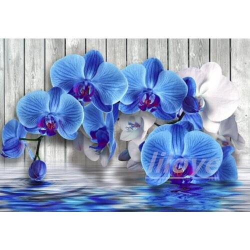 5D DIY Diamond Embroidery Flowers Full Square Round Diamond Painting Blue orchid Pictures Of Rhinestones Mosaic Home Decor DF245