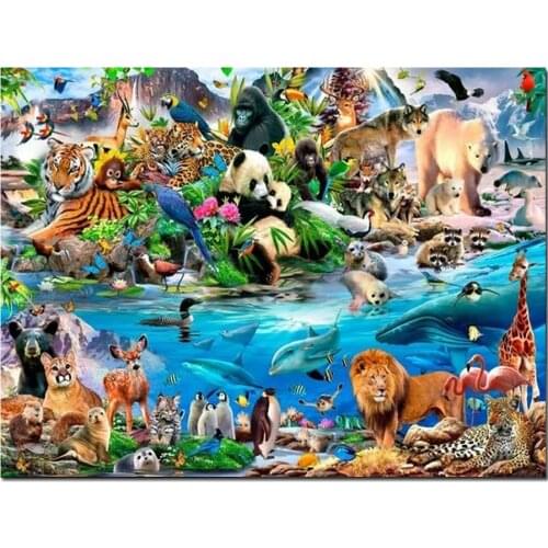 Diamants painting Animals Zoo Full drills diamond painting Rhinestone Mosaic Diamond panda lion dolphin 3d Cross Stitch N707